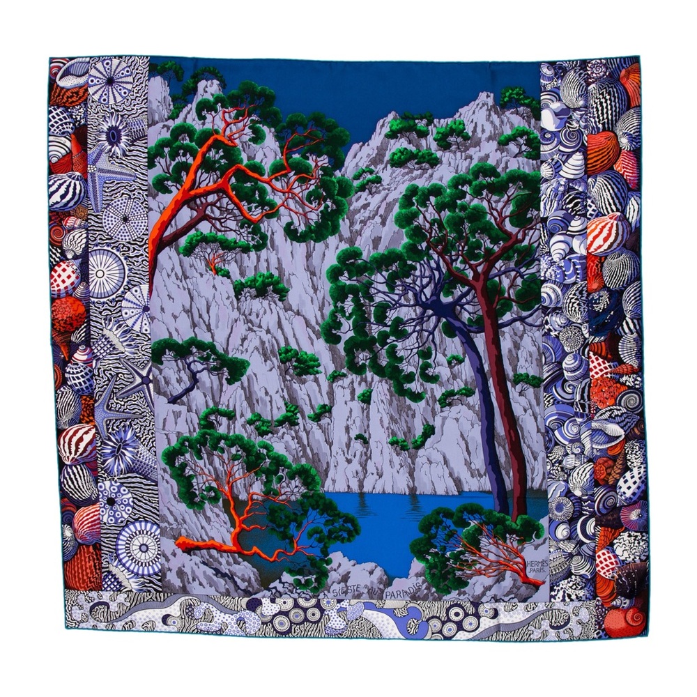 Hermès "Sieste au Paradis" silk scarf 90cm New in Box